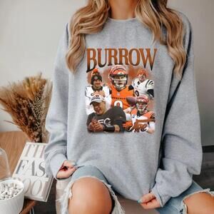Joe Burrow Quarterback Tribute Football Graphic Grey Unisex Sweatshirt